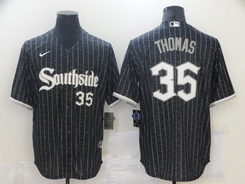 Men Chicago White Sox #35 Thomas City Edition Black Game Nike 2021 MLB Jerseys
